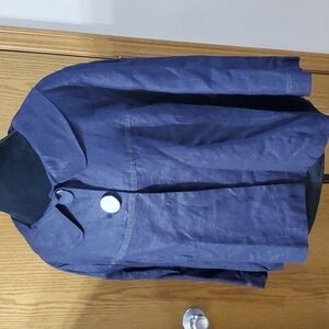 Sandro navy blue linen big button blazer nwt